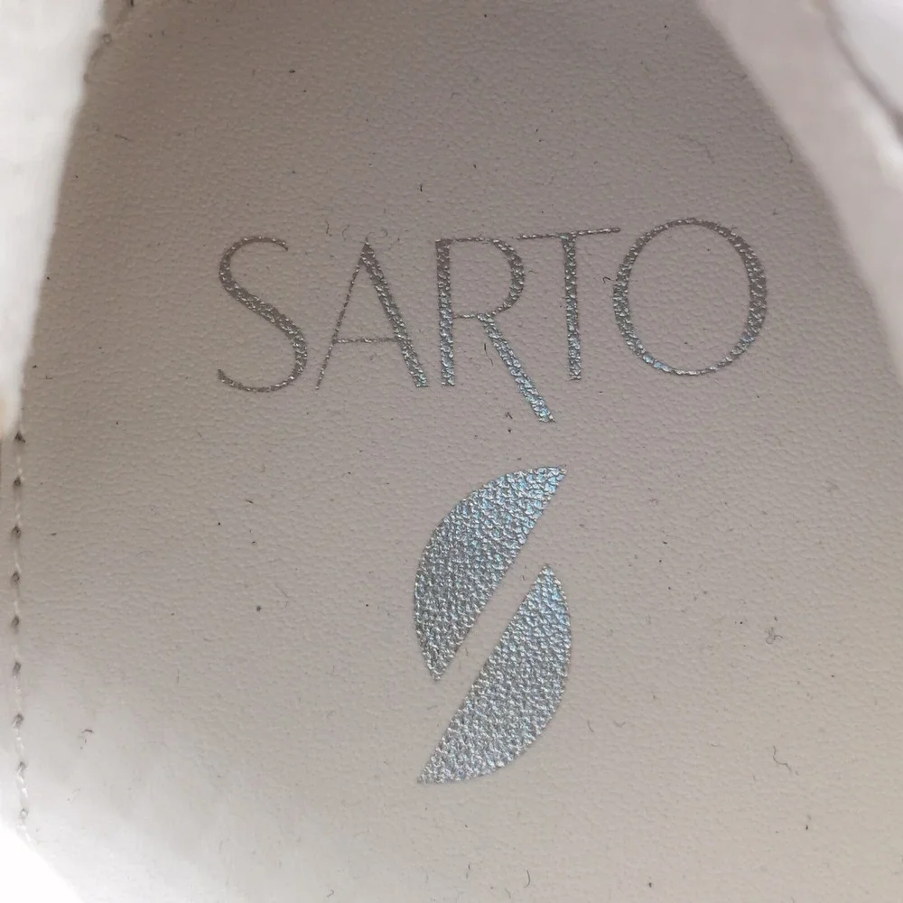 Sarto Womens Sneaker Quinn White Lace Up Round Toe Low Top Wedge Heel 8.5